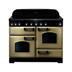 Rangemaster Classic Deluxe 110cm Electric Induction 90390 Range Cooker in Cream with Chrome Trim and Induction Hob